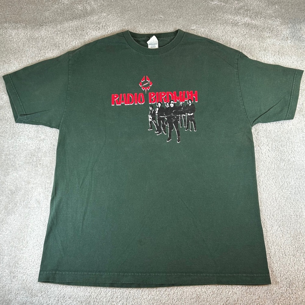 Vintage Y2K Radio Birdman Graphic T-Shirt Mens‎ XL Green Punk Rock Band Tour Tee